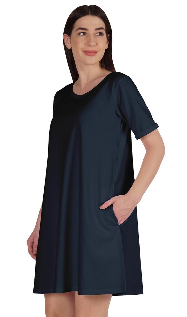 Inkmeso Vestido swing com bolsos verão algodão túnica camiseta vestido para mulheres