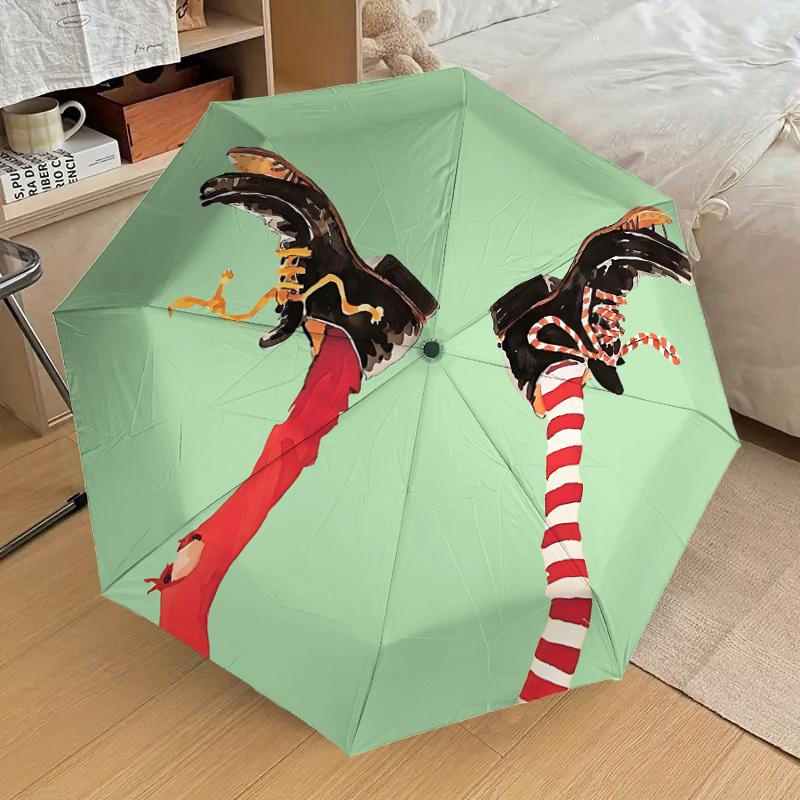 1pc Pippi Longstocking Automatic Folding Umbrella, Portable Collapsible Design, Casual Outdoor Accessory L1127085
