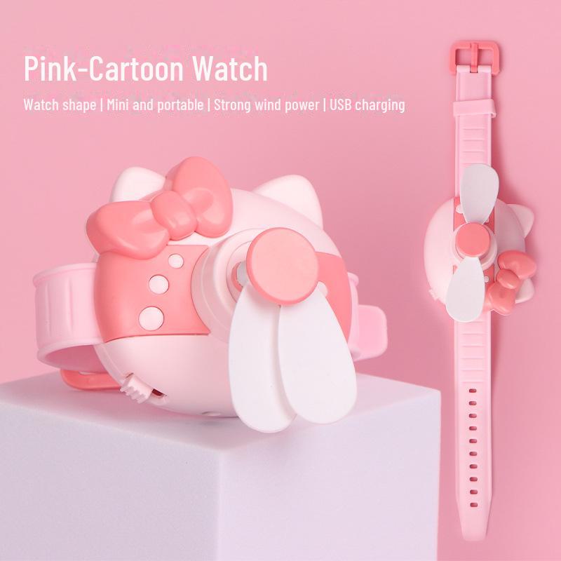 Douyin KT Cat Mini Cartoon USB Rechargeable Fan for Kids