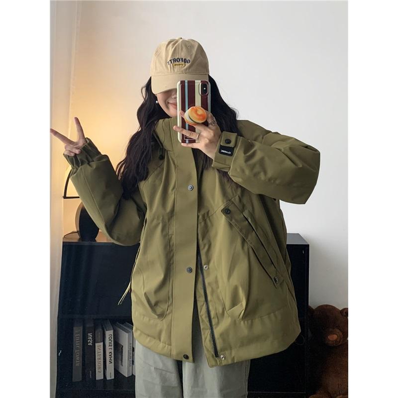 

Women s Waterproof Windbreaker Jacket Hooded Casual Outdoor Coat Fashion Streetwear 4XL армия зеленый