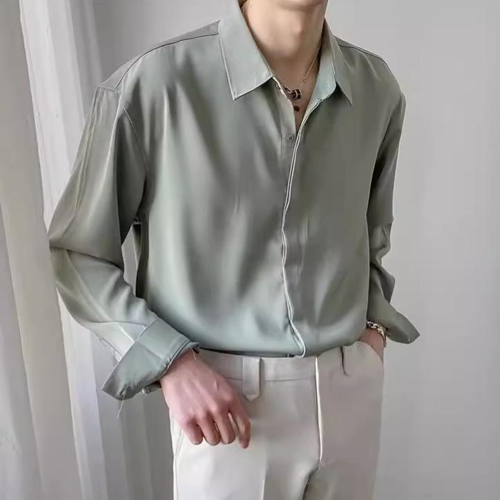 Men's Summer 2025 Lightly Mature Loose Fit Non-Iron Long Sleeve Shirt