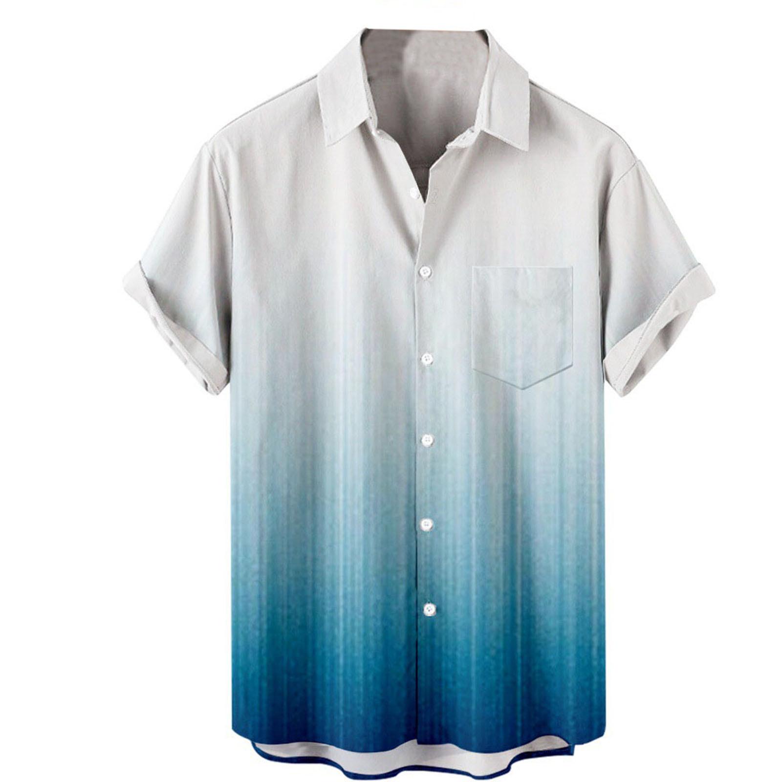 

Men S Casual Lapel Gradient Beach Holiday Wear Men S Fashion Shirt M