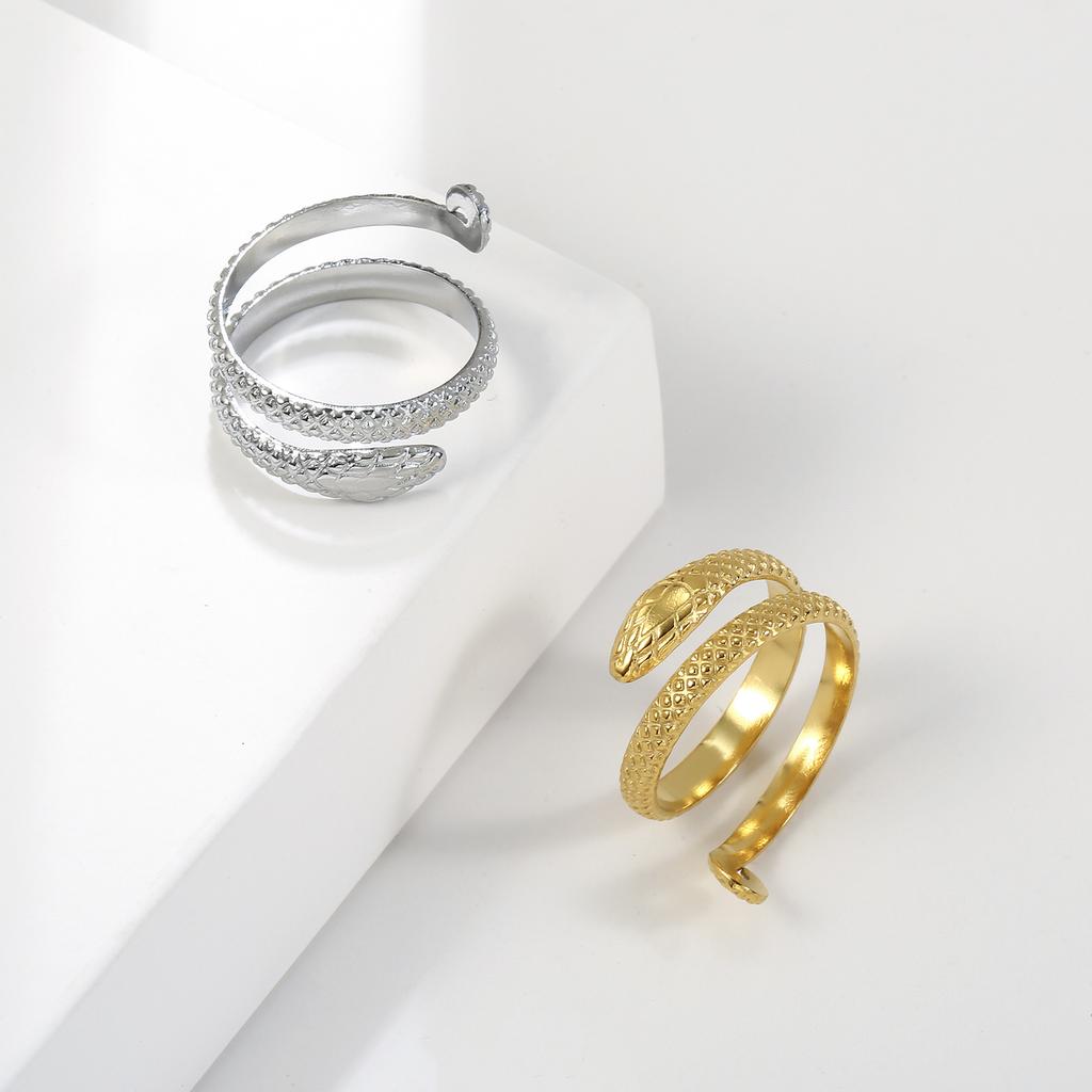 Cazador Stainless Steel Gold Color Open Rings for Women Animal Twisting Snake Finger Rings Punk Jewelry Party Mother Day Gift