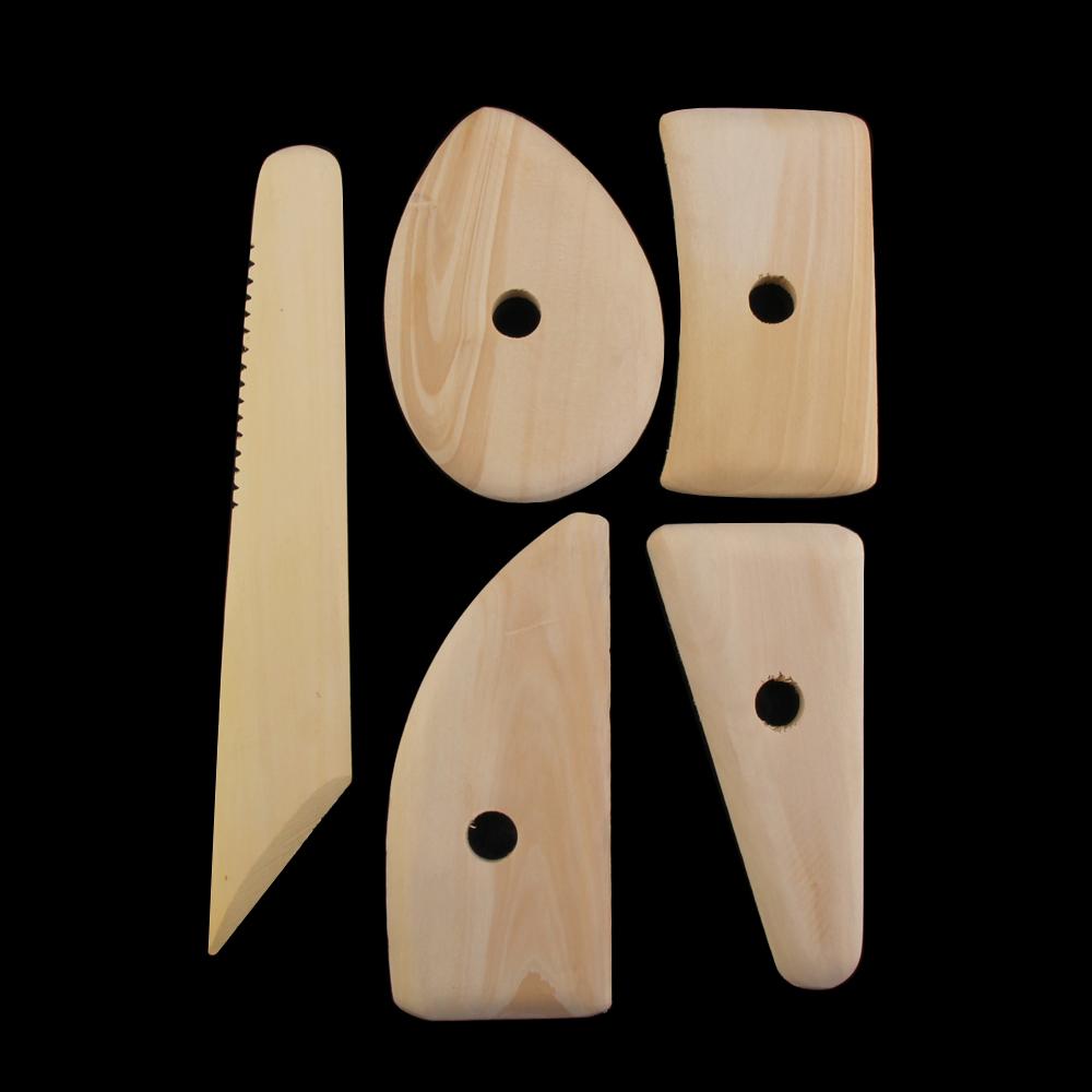 💰Kjøp 5pcs Wood Pottery Clay Sculpture Ceramics Molding Tool Potters