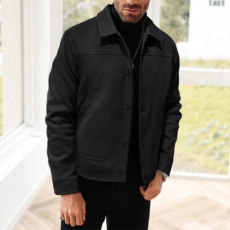 Luxury Businees Male Woolen Jackets Fashion Lapel Button-down Solid Color Long Sleeve Coats High Quality Outerwears
