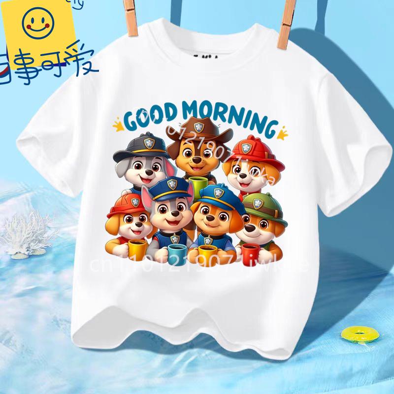 Paw Patrols Girl Boys T Shirt Cartoon Skye Short Sleeve Tops Summer Kids Korean Clothes Baby Casual Tees Cute Birthdays Gifts