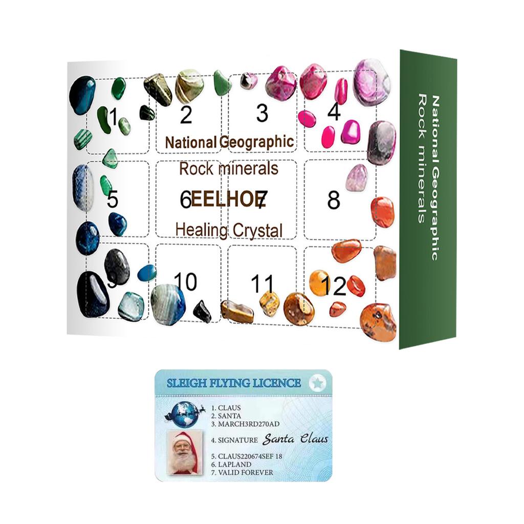 2021 Advent Calendar - 12 Pcs  Size Natural Crystal Agate Stone Rocks, Minerals & Fossils Advent Calendar