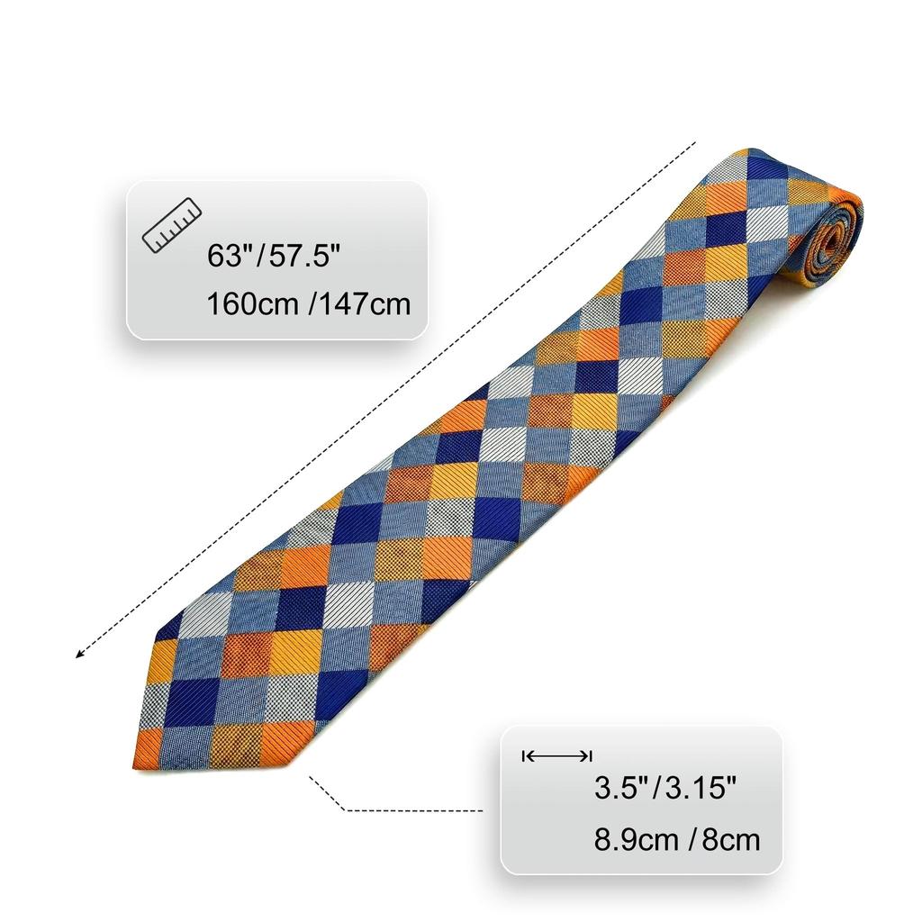 SHLAX&WING Floral Check Tie for Men, Wedding, Check Pattern, 147cm