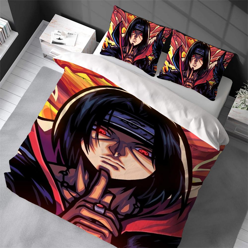 N-NARUTO Anime Fashion Duvet Cover Set Home Style Bedding Soft Laundry Cotton Bed 3 Piece Set Student Dormitory Gift