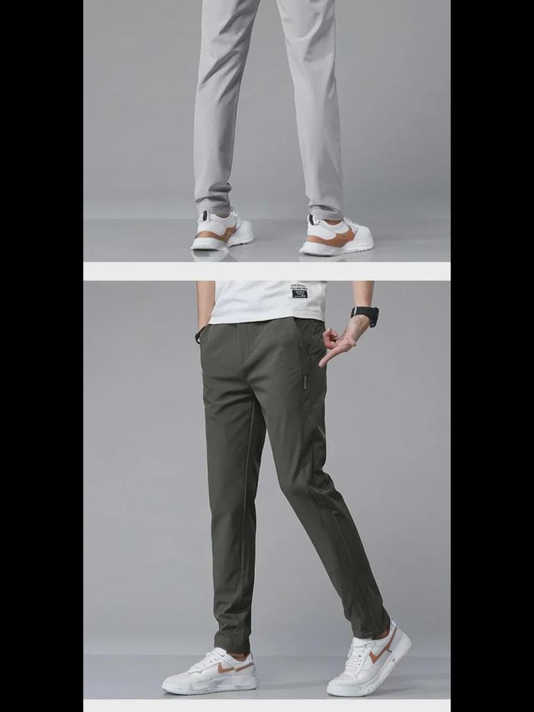 Men's Four-Season Ice Silk Quick-Dry Casual Pants - Straight, Loose, Elastic Sports Trousers