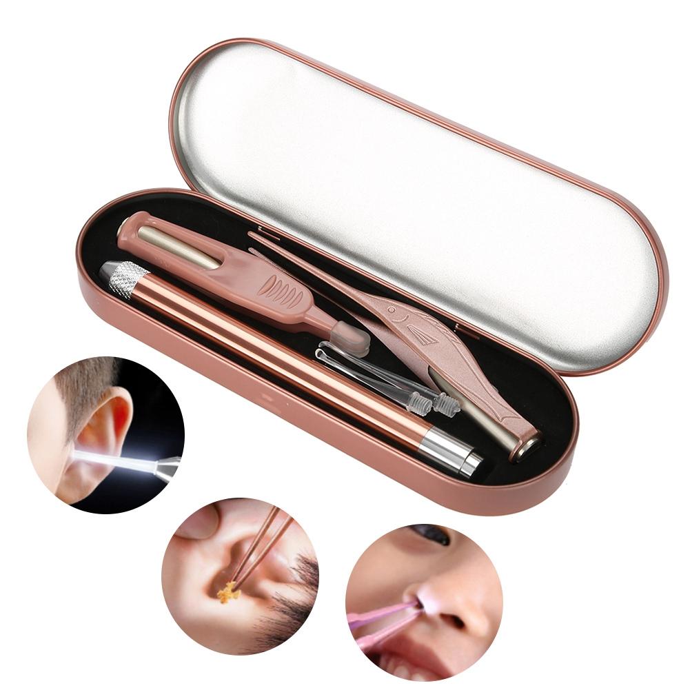 3 IN 1 LED Earpick Ear Spoon Ear Cleaner Set Earwax Nasal Removal Tweezers