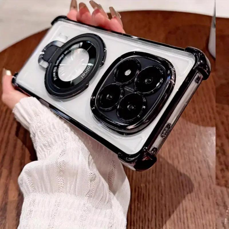 Transparent Shockproof Magnetic Bracket  Phone Case For Honor Magic 7 Lite X9C X9A X9B X6A X6B X8B X8C X7A Soft Silicone Cover