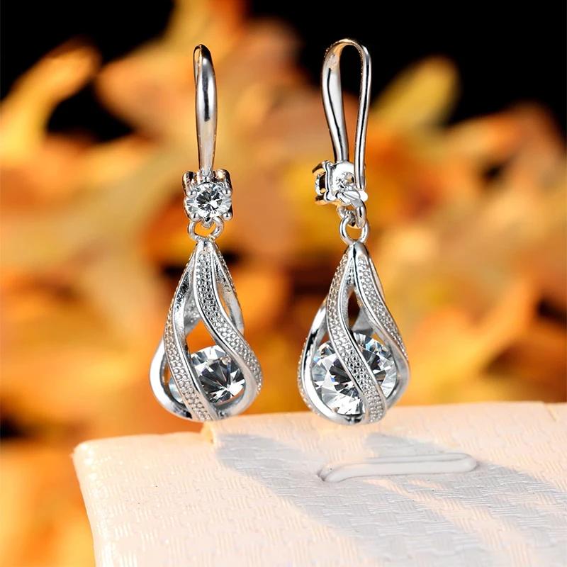 Zarte Haken-Clip-Ohrringe mit Zirkonia, Laternen-Design, mehrfarbige Stein-Hängeohrringe, Kupfermaterial, Schicker Schmuck für Damen