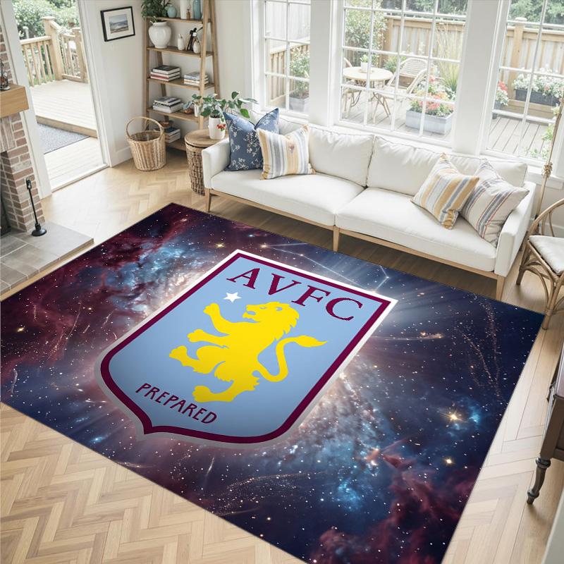 Aston Villa Fußball Design Kristall Samt Teppich Gemütlich Kein?Rutschfester Teppich mit Aufdruck für Schlafzimmer Wohnzimmer Eingang