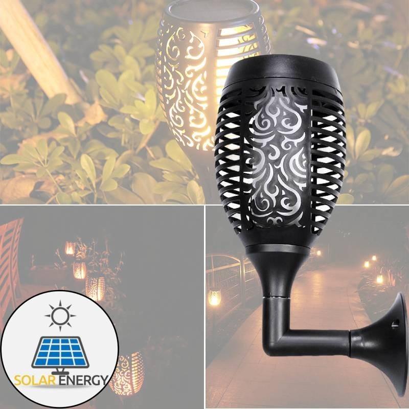 Outdoor Solar Flame Light Led Wall Torch Decoration For Patio And Garden Eu Certified