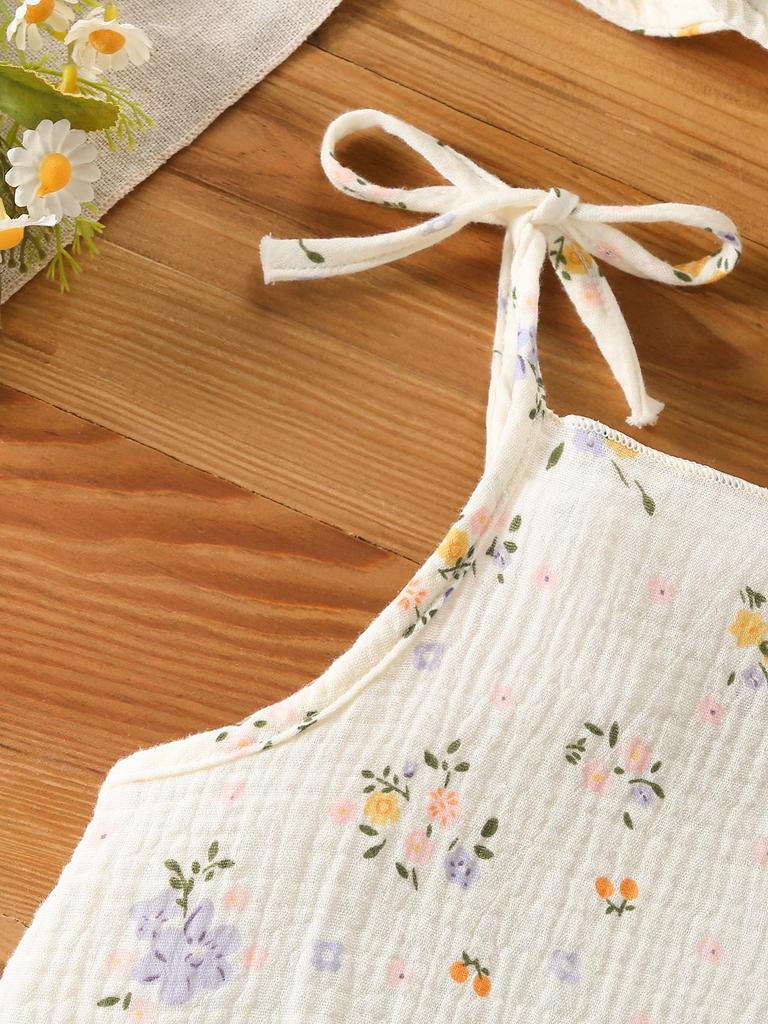 Korean Style Floral Strappy Romper: Cute Summer Outfit for Babies & Toddlers