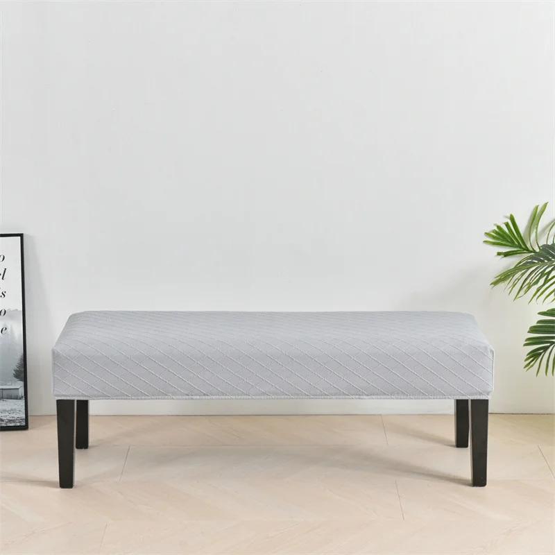 Jacquard Stretch Long Bench Cover for Dining Room Spandex Anti-dirty Home Decor Piano Chair Covers Washable Seat Protector