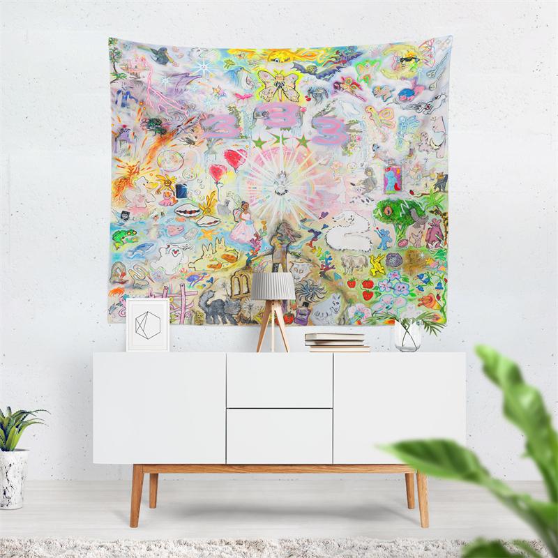 Aertemisi 333 Bladee Tapestry Wall Hanging Art for Bedroom Living Room Decor College Dorm Party Backdrop Home Decoration