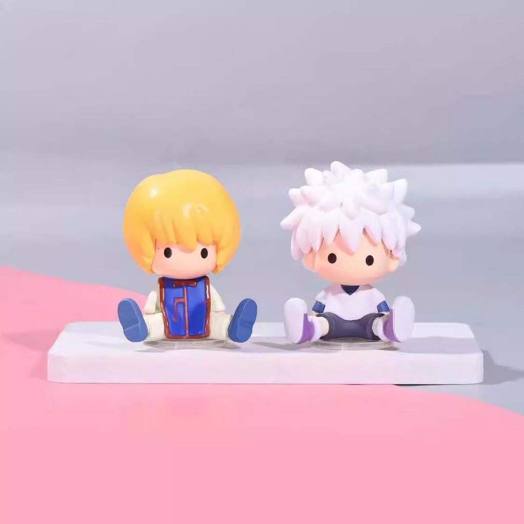 Cartoon Hunter x Hunter Anime Figure Q Version Sitting Killua Zoldyck Gon Figure Toy Doll Car Decoration Statue Model Gift