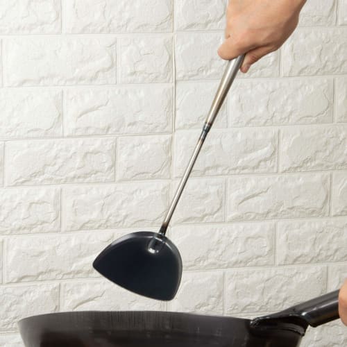 Endo Shoji Wakabayashi Kogyo Iron Chinese Spatula, Silver, Small, Spatula Length 85mm x Spatula Width 105mm x Handle Length 335mm