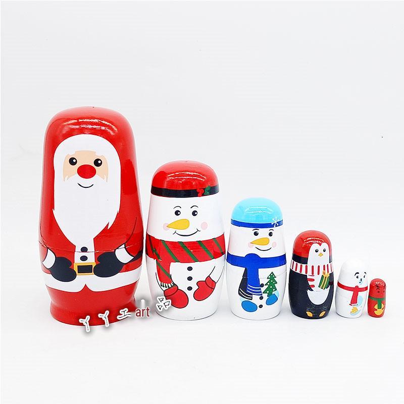 Six-Layer Santa Claus Snowman Nesting Dolls: Educational Wooden Toys & Home Decorations