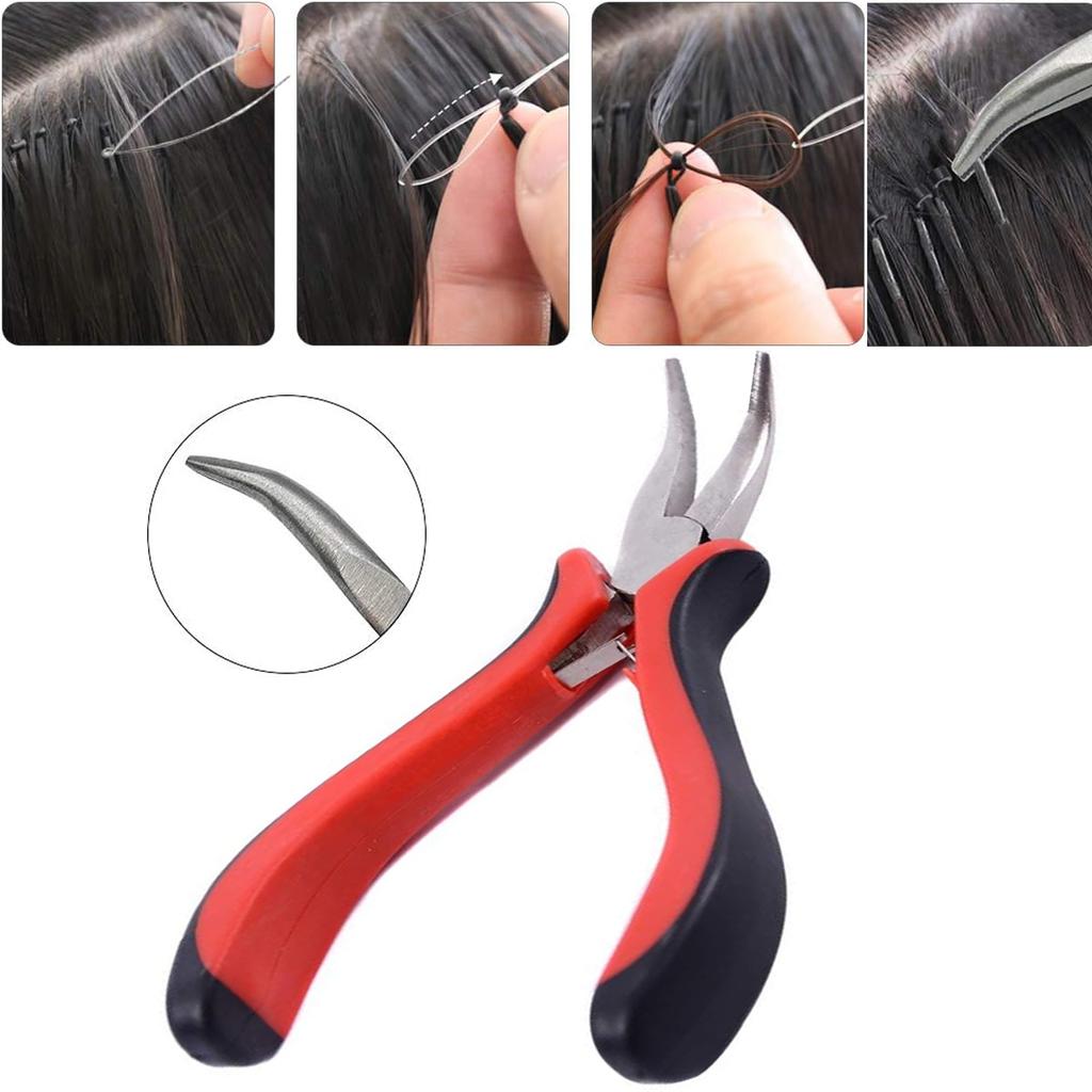 1 Stück Haarverlängerungszange, Werkzeugset, Pinzette für Haarverlängerungen, Nano-Ring/Mikroperlen, Stahl-Haarverlängerungszange