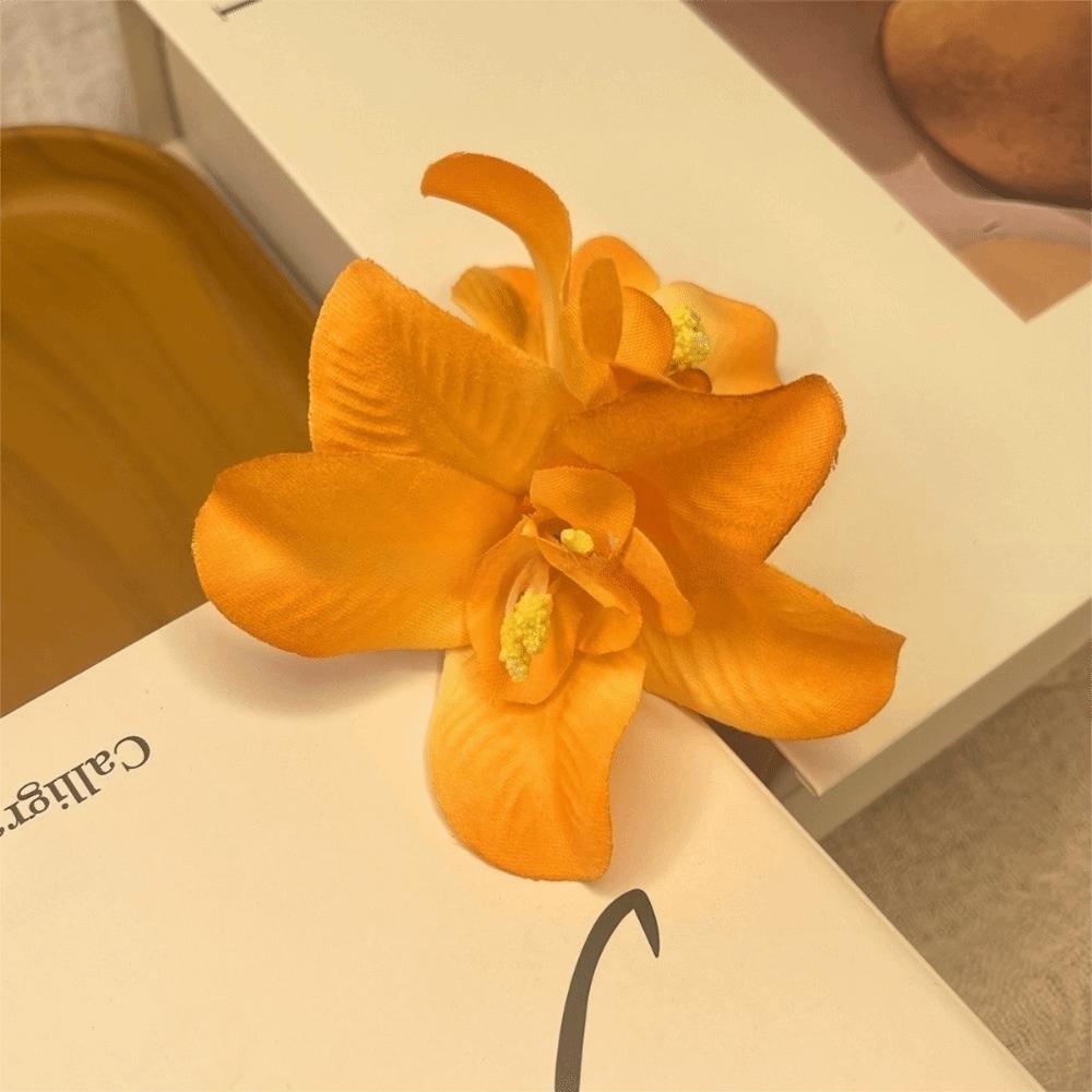 Plastic Orchid Hair Clip Bohemian Hair Accessories New Headwear  Seaside Vacation оранжевый