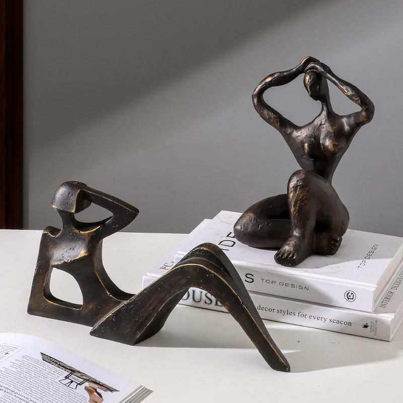 Resin Handicrafts Realistic Figure Sculpture Abstract Girl Yoga Figurine Decorative Figurines Home Decoration Accessories