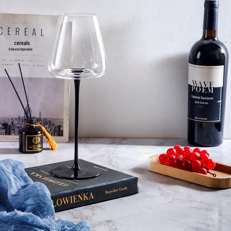 Shangqi Elegant Black Stem Tall Wine & Champagne Glasses, Set of 2