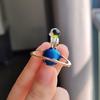 Astronaut Brooch Pin Enamel Blue Planet Lapel Pin Alloy Spaceman Badge Outfit Accessory