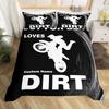 3pcs Cool Motorbike Bedding Set Dirt Bike Duvet Cover Twin Motocross Rider Comforter Cover Extreme Sports For Boys Adults
