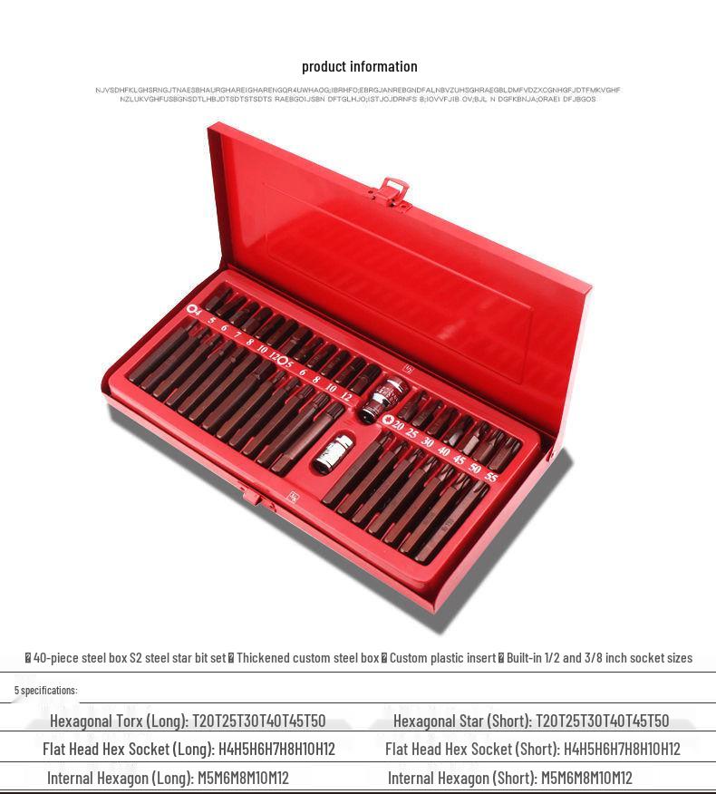 40-Piece Torx & Hex Star Bit Set for Auto Repair & Car Maintenance