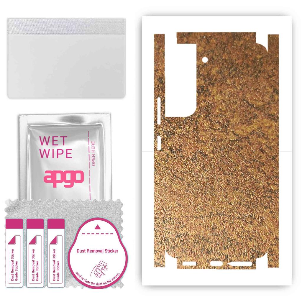 apgo Protective Skin Sticker for the back+sides compatible with Samsung Galaxy S22, Full Wrap Film, Foil, Vinyl - Pattern Rusty Copper