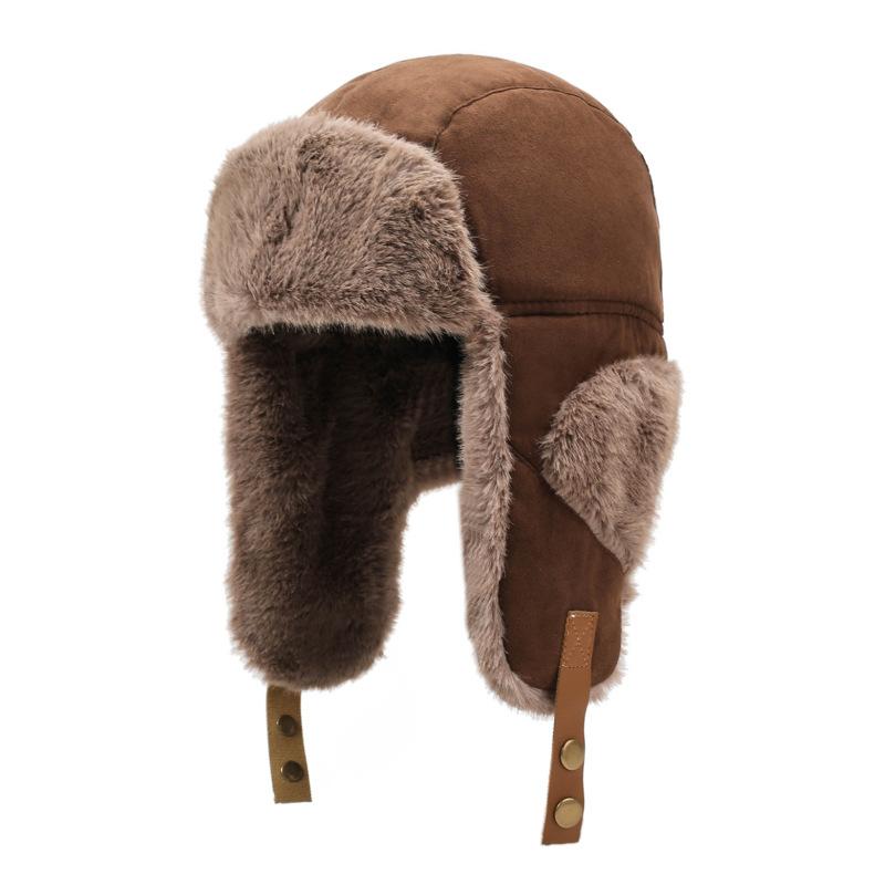 

Зимняя бархатная шапка-бомбер женская толстая с защитой ушей плюшевая шапка мужская уличная теплая для велоспорта лыж холодостойкая шапка кофейный