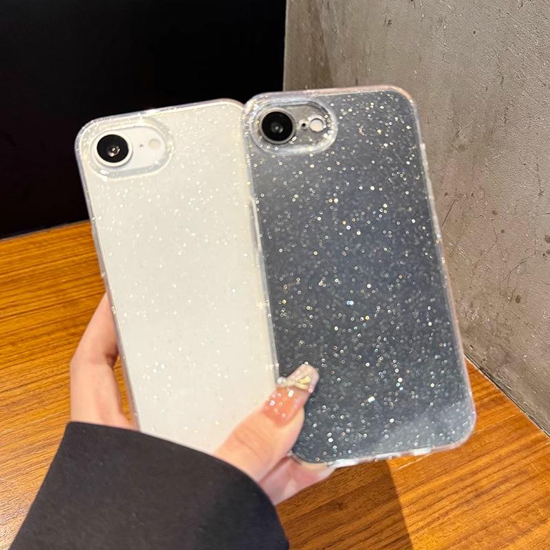Soft Glitter Transparent Phone Case For iPhone 16E 11 12 13 14 15 16 Pro Max Plus Shockproof Silicone Clear Bumper Cover