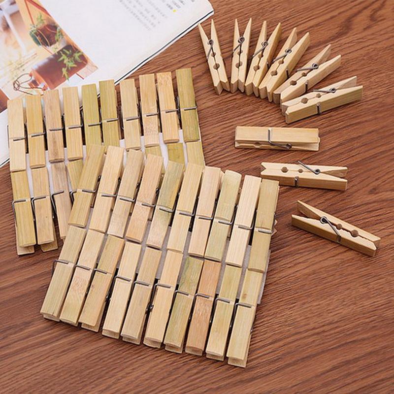 

20pcs/pack Mini Bamboo Wooden Clothes Photo Paper Peg Clothespin Laundry Hangers Craft Clips