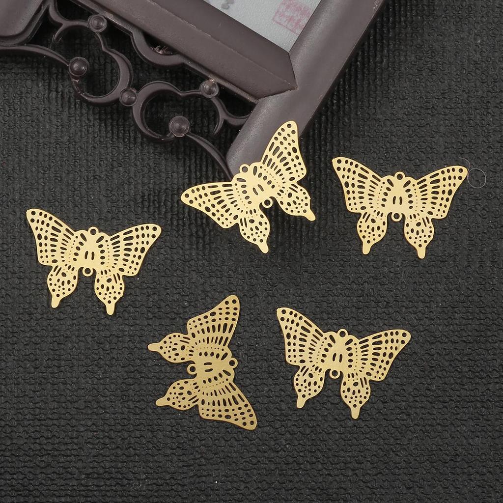 10pcs Copper Butterfly Wing Leaf Charm DIY Accessories Findings Supplies For Jewelry Making