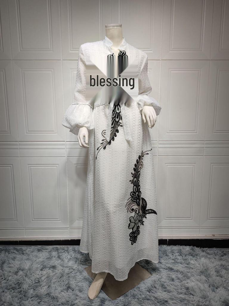 AB268 Sequined Embroidery Kaftan: Elegant Long Dress for Women