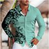 Men's Distressed Printed Long Sleeve Shirts Casual Cardigan New Button Holiday Fashion Shirts