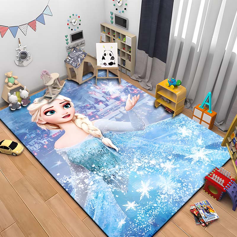 Snow Queen Frozen Elsa HD Printed Large Area Rug Carpet for Living Room Cartoon Children's Bedroom Sofa Doormat Floor Rug Gift