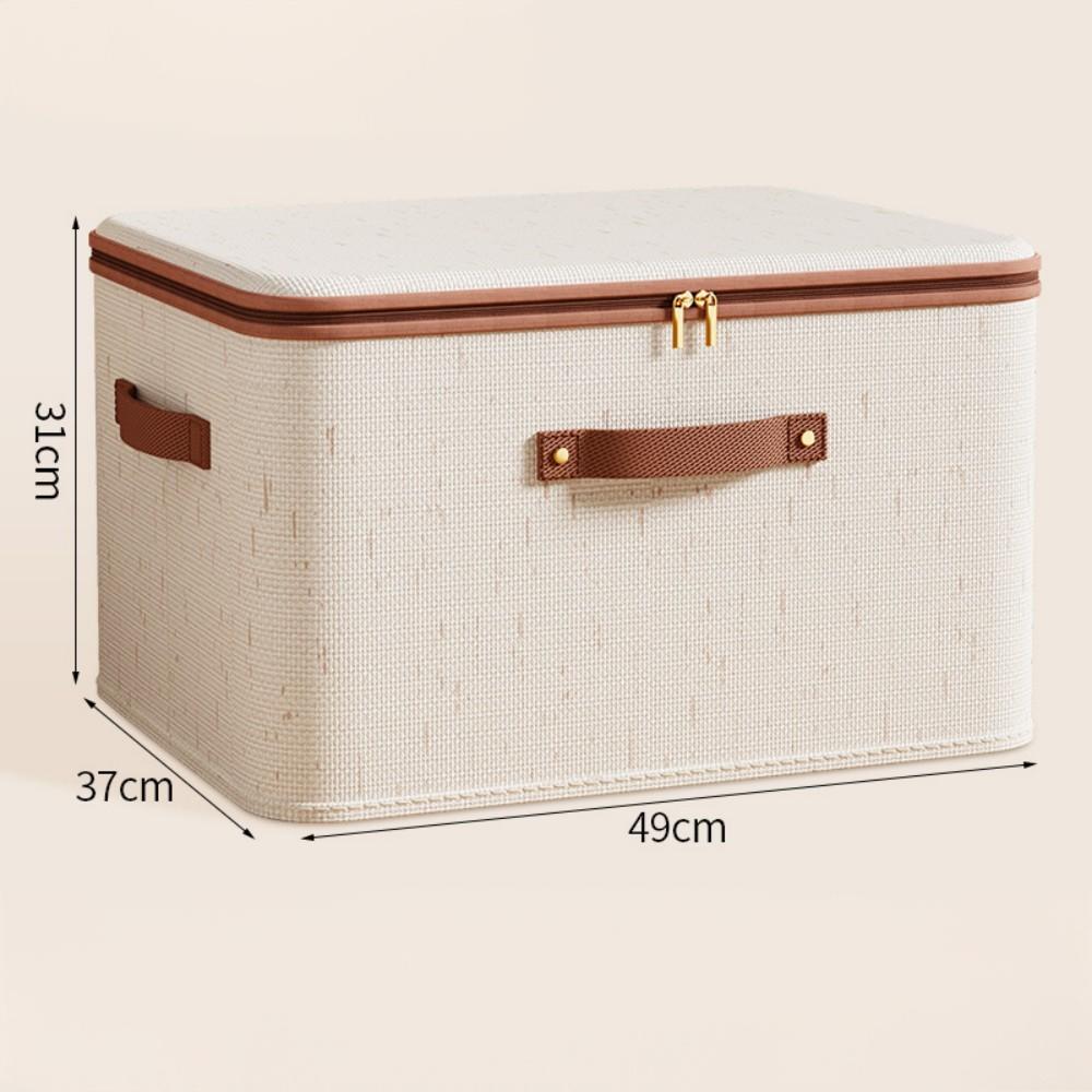 With Rivets Storage Box Linen Large Capacity with Lid Zipper Home Handheld Clothes Trousers Dormitory Wardrobe Organiser Bin