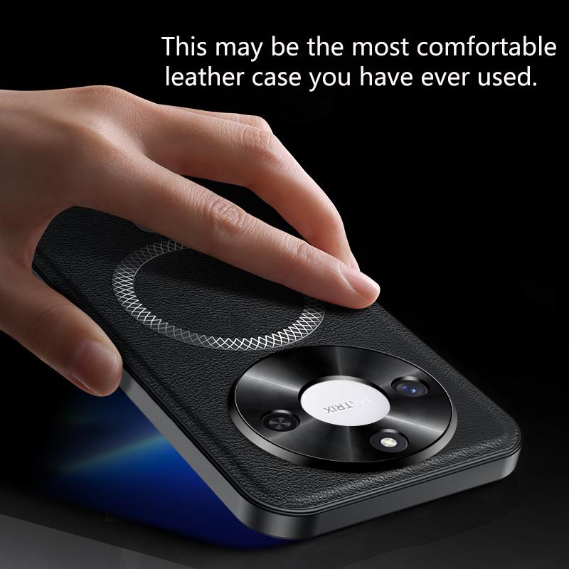 For Honor X60 Case Magnetic Elegant Leather Wear-Resistant Lens Fully Covered Non-Slip Grip Edge Cover Shell