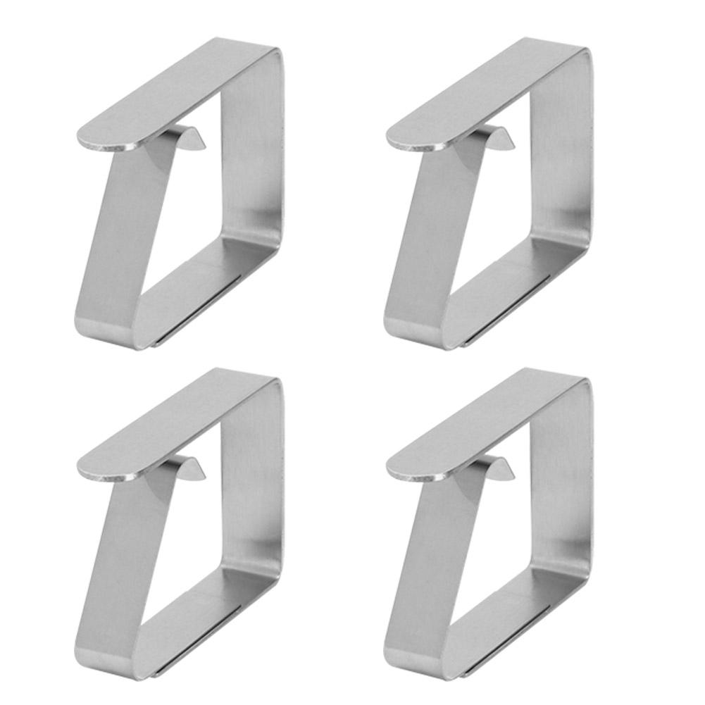 4 st Hushåll Rostfritt Stål Bordsduk Halkfria Klämmor Bordsduksklämma