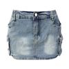 Denim Skirt Women's Summer Vintage Stretchy Tight Workwear Pockets Hip Skirt