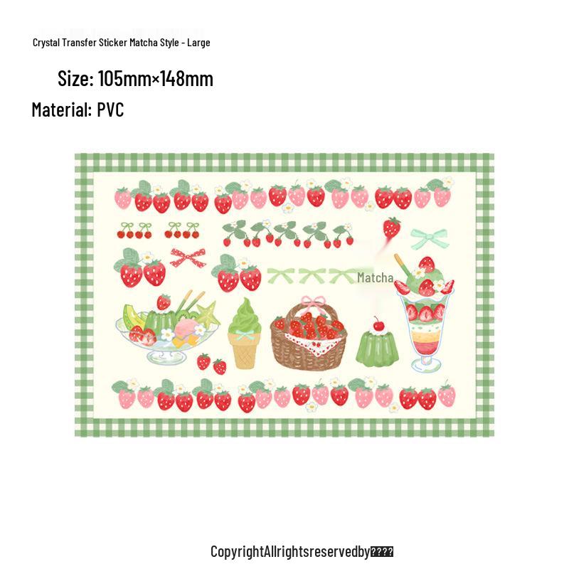 Cai Cai Xuan Matcha/Strawberry Shaved Ice Crystal Stickers - Salt-Style Girl DIY Journal Décor