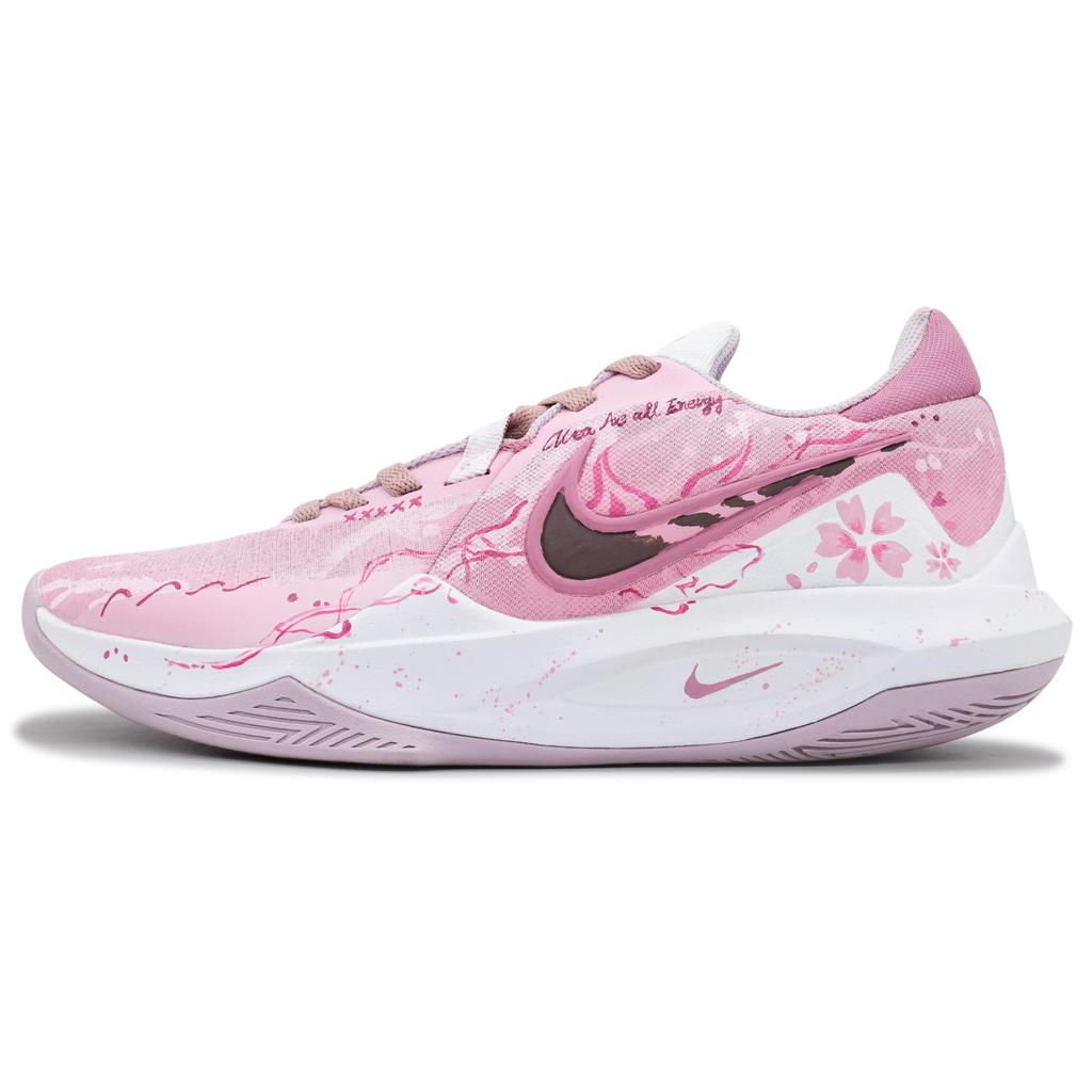 Nike Precision 6 Love Of Cherry Blossom Polstrování Odolné proti oděru Krytí Nízké Basketbalové boty Unisex Růžové DD9535-100(Team758--BOX)