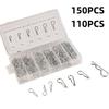 150Pcs Cotter Pin Set 2mm R-Clips Spring Connectors High Hardness Splint Pins for Car Repair DIY Handcraft Hardware Use