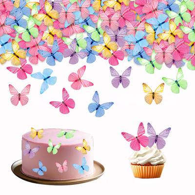72 Piezas Mariposas Comestibles Decoración para Pastel Mariposas de Papel de Oblea para Pasteles Magdalenas Postres Suministros para Fiesta de Cumpleaños Boda