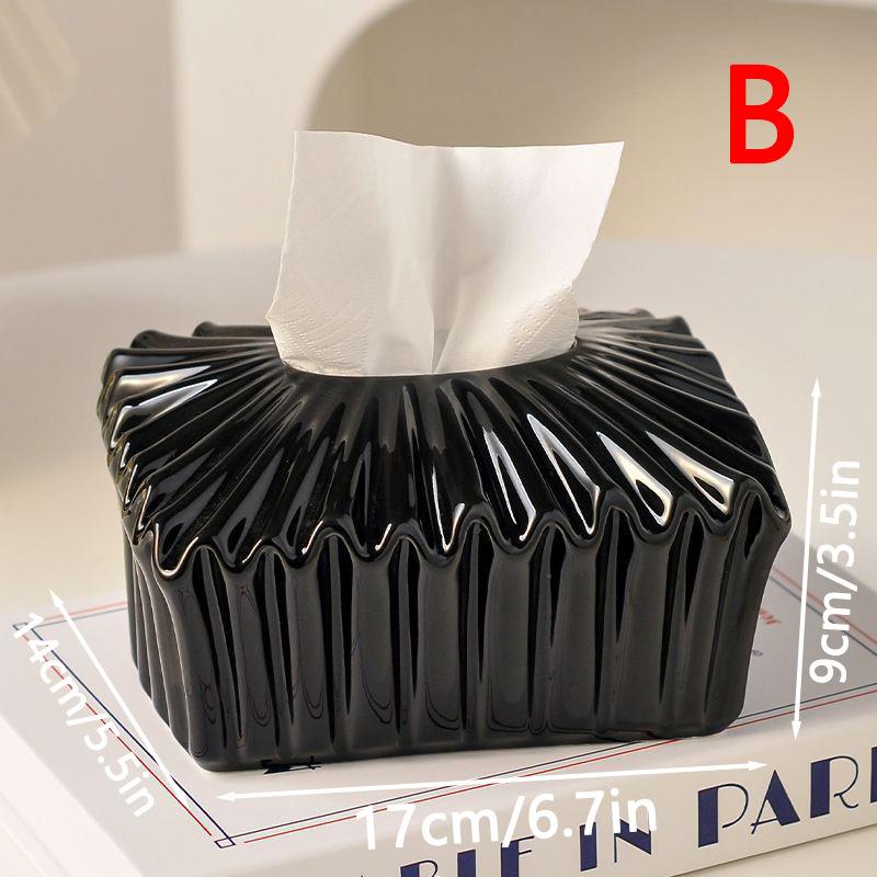 Ceramic Tissue Box Geometric Fold Superimposition Desktop Storage Container Paper Towel Holder Tissue Holder Home Decoraction