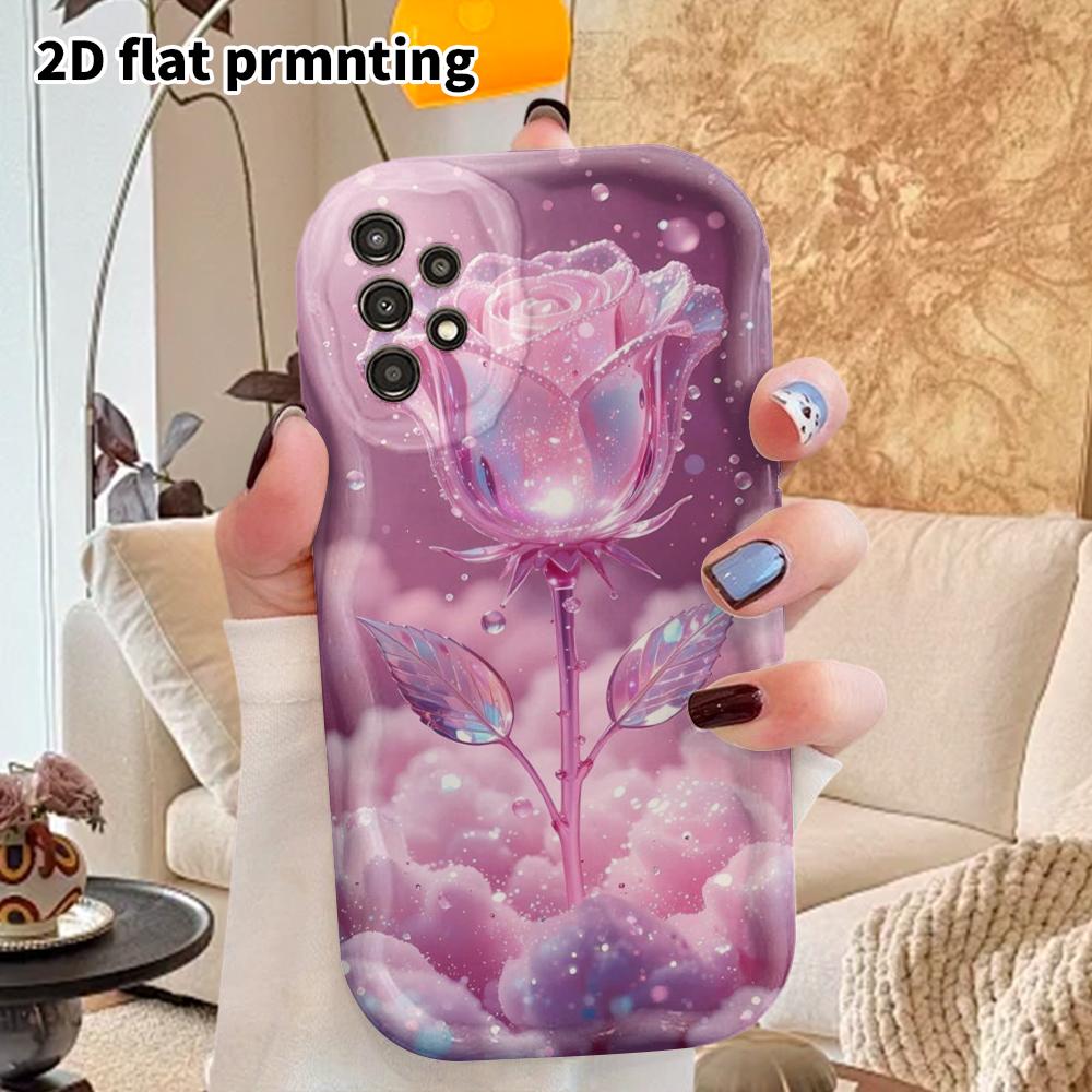 Phone Case: 2D Flat Samsung Galaxy A34 A35 M05 M06 S20 S22 S21 FE Plus 5G Protective Case, Couple Style, Crystal Rose, Christmas and Halloween Gift